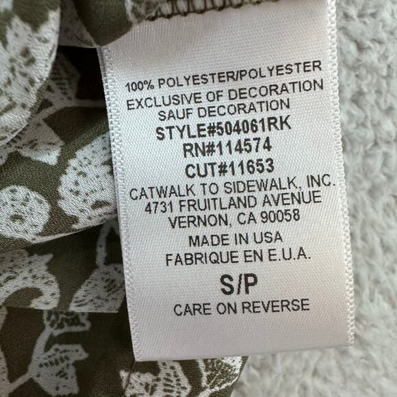 Pleione NOWT Women's Small Shoulder‎ Cut Out Blouse Dark Green Flowy - Picture 8 of 10